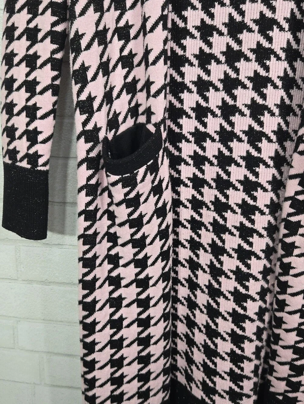 EXPRESS Metallic Houndstooth Print Duster Cardigan